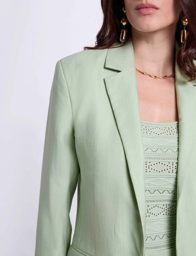 Getailleerde blazer met reverskraag pastelgroen vrouw