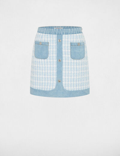 Jupe courte ajust&eacute;e bleu ciel femme