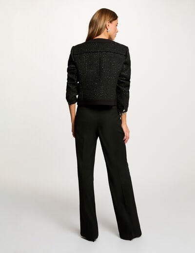 Flare broek met plooien zwart vrouw