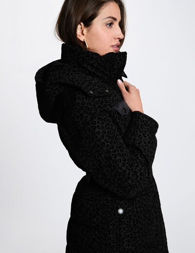 Doudoune ceintur&eacute;e noir femme