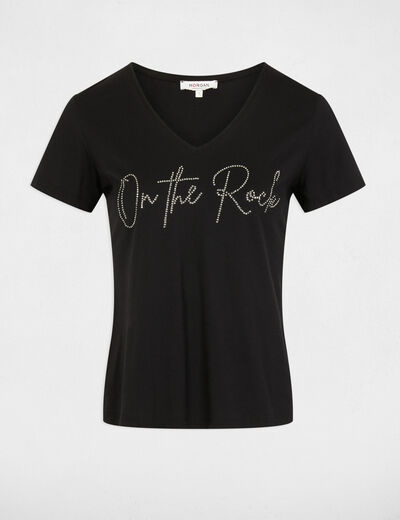 T-shirt à inscription noir femme