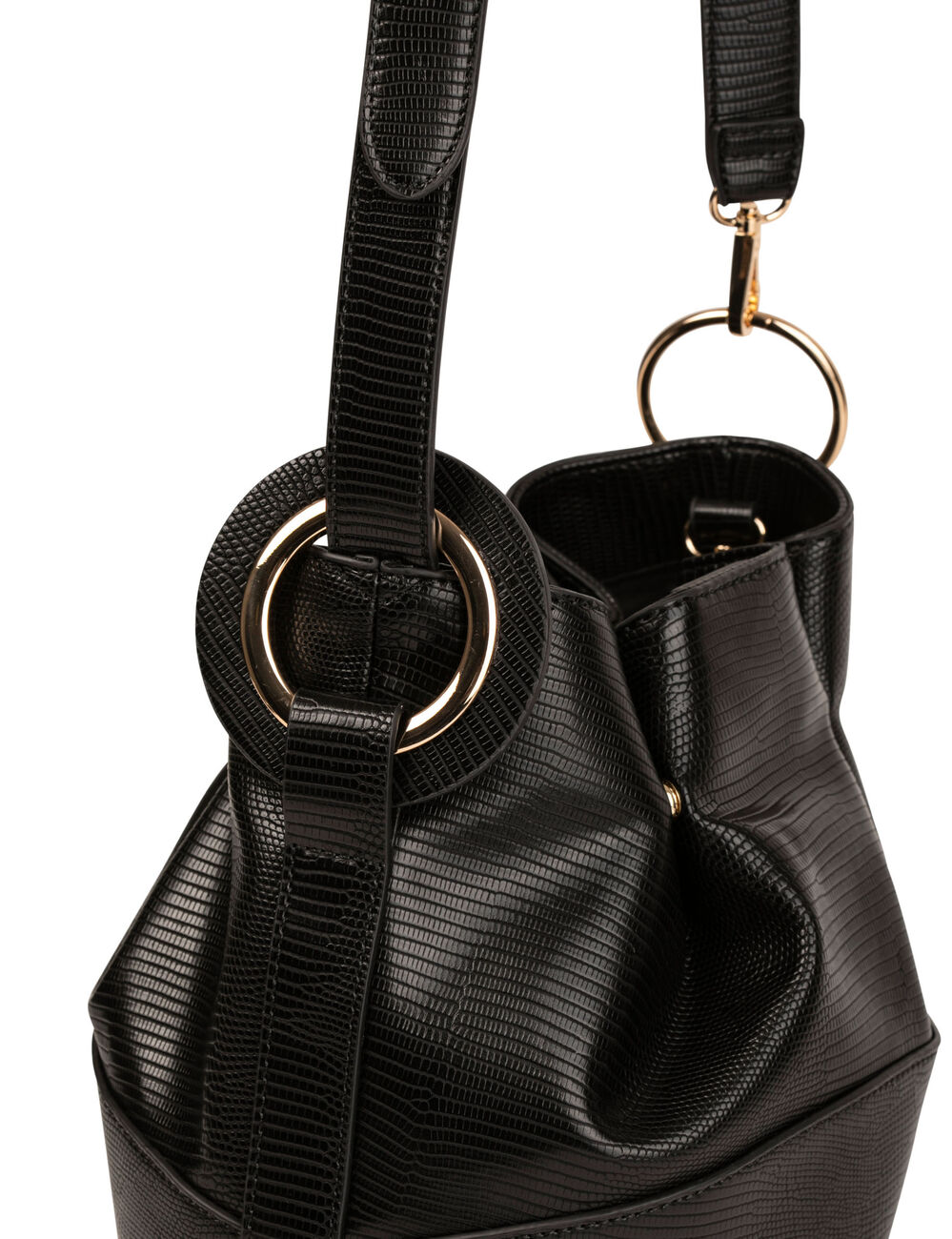 Sac seau aspect python noir femme