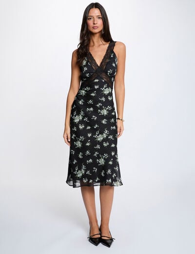 Robe dentelle col v multicolore femme
