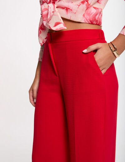 Pantalon large fluide rouge femme