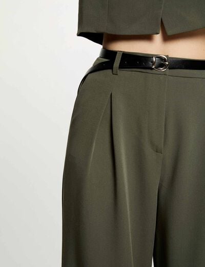 Hoge taille brede broek brons vrouw