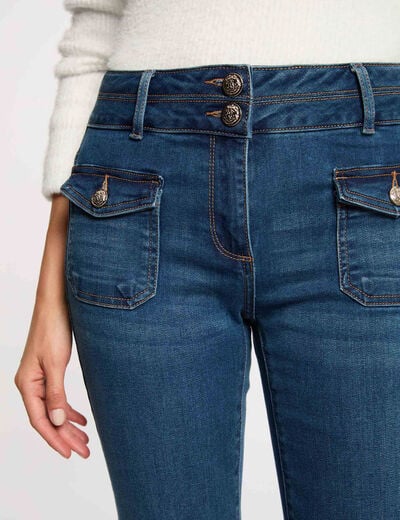 Bootcut jeans met knoopzakken stone washed denim vrouw