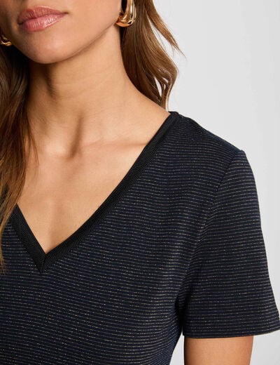 T-shirt manches courtes bleu marine femme