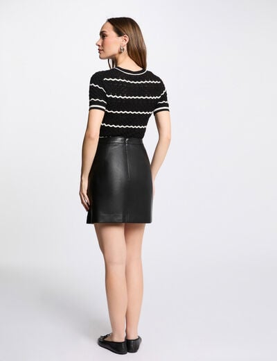 Jupe courte simili cuir noir femme