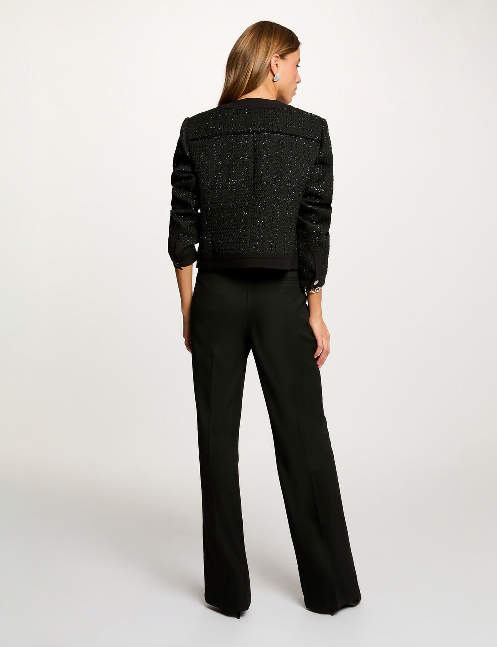 flare broek met plooien zwart vrouw Flare broek met plooien zwart vrouw