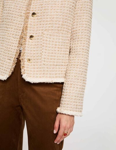Cropped tweed jasje meerkleurig vrouw
