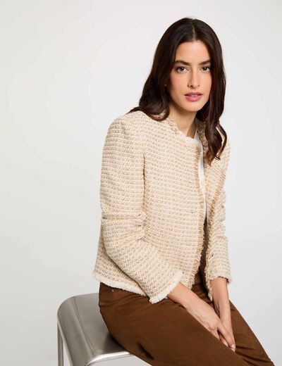 Cropped tweed jasje meerkleurig vrouw
