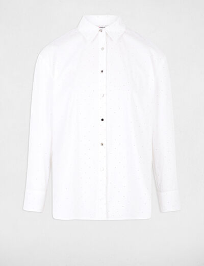 Chemise manches longues strass blanc femme