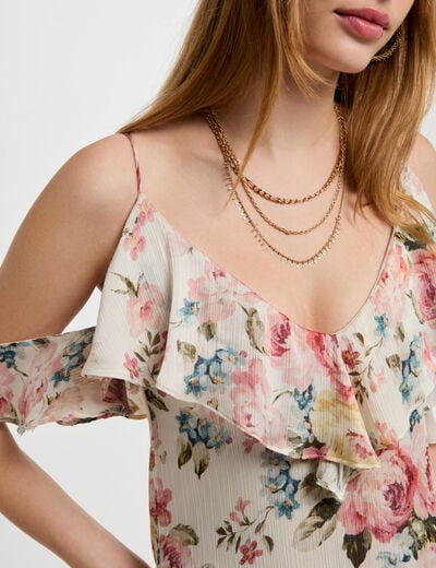 Robe longue droite imprimée multicolore femme