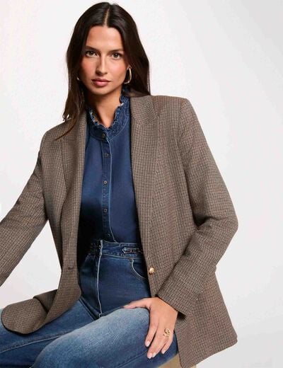 Veste droite col tailleur multicolore femme