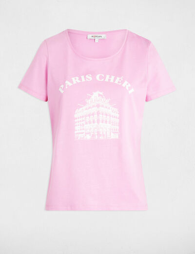 T-shirt à inscription rose femme