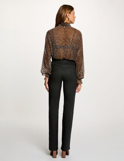 Bootcut broek met coating zwart vrouw