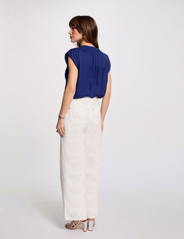 mouwloze blouse bleu electrique vrouw Mouwloze blouse bleu electrique vrouw