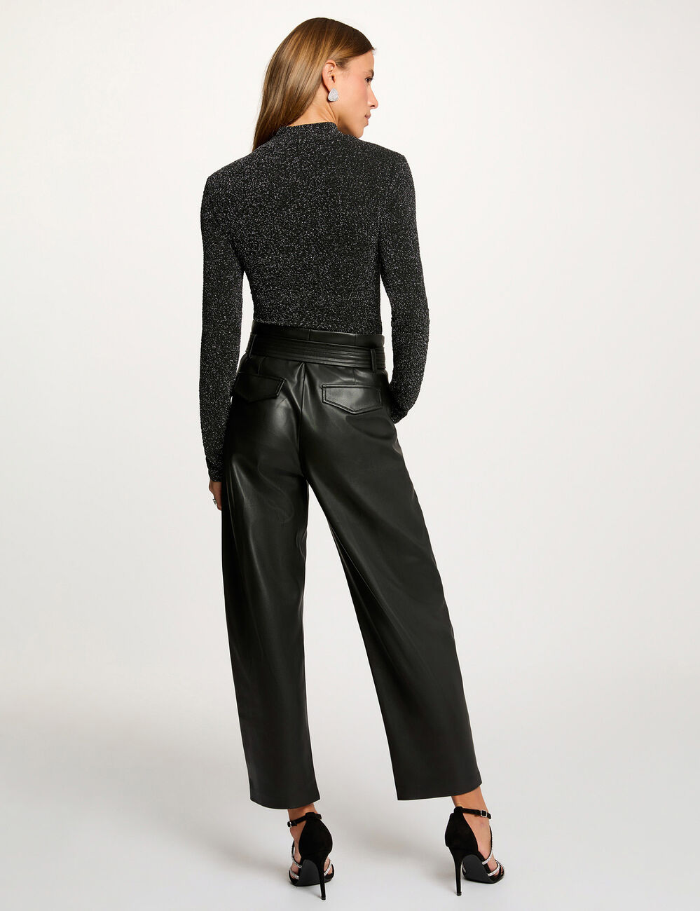 Kort T-shirt met opstaande kraag couleur argent vrouw