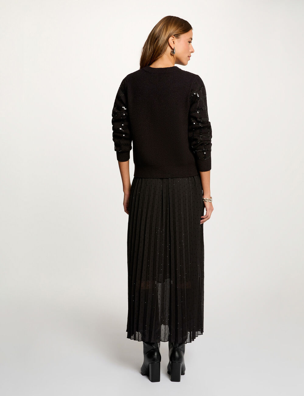 Veste ajustée à sequins noir femme