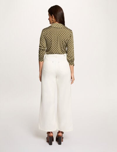 Chemise col &agrave; revers vert kaki femme