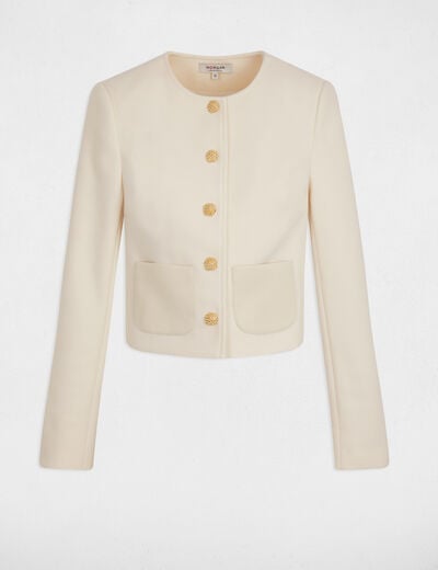 Veste courte sans manches ivoire femme