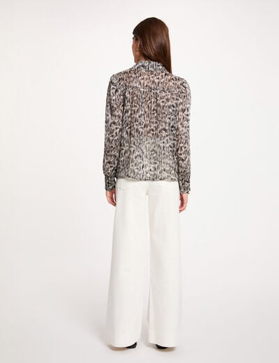 Chemise satin&eacute;e col &agrave; revers multicolore femme