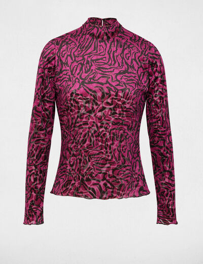 T-shirt van fluweel met hoge hals meerkleurig vrouw