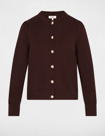 Gebreid vest met ronde hals donker bruin vrouw