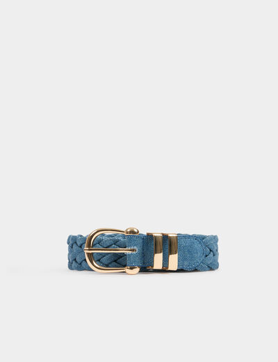 Ceinture tressée en jean denim stone femme