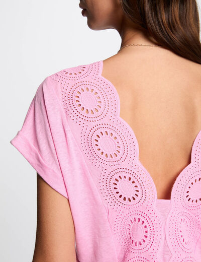 T-shirt met korte mouwen roze vrouw