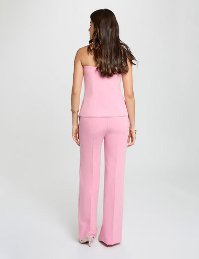 Pantalon flare taille haute rose clair femme