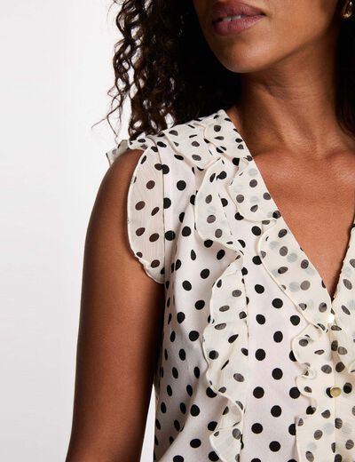 Chemise col v manches courtes ivoire femme