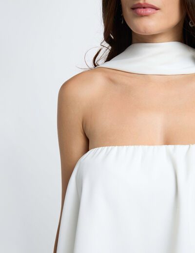 Strapless jumpsuit helder wit vrouw