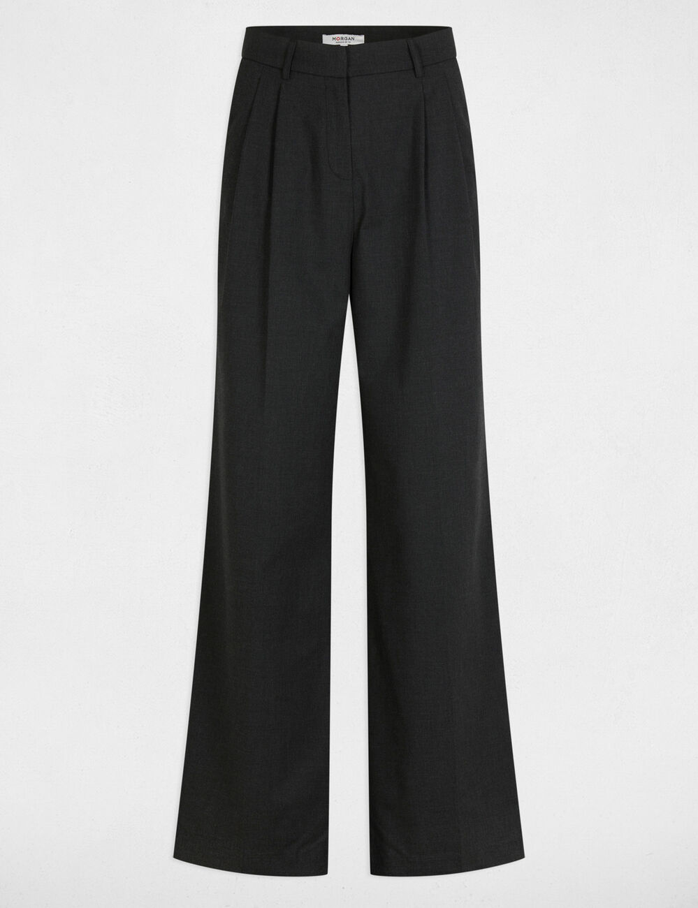 Wijde broek met plooien antracietgrijs vrouw