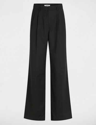 Wijde broek met plooien antracietgrijs vrouw