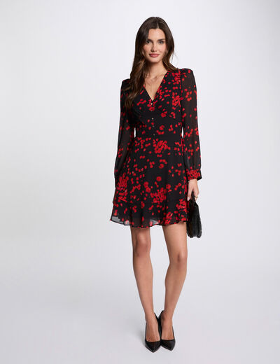Robe courte évasée imprimée multicolore femme
