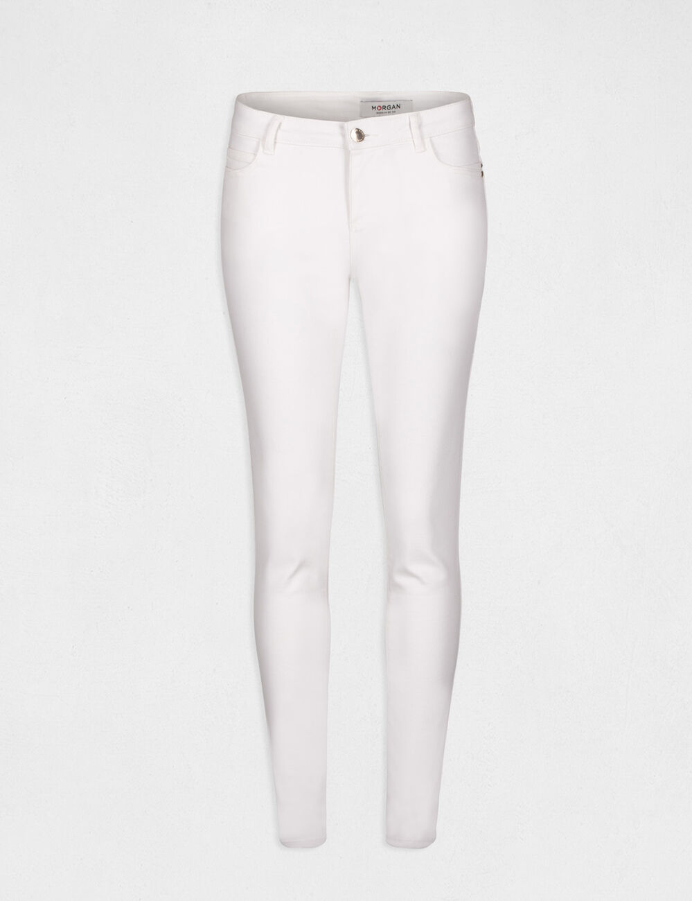 Skinny jeans met lage taille ecru vrouw