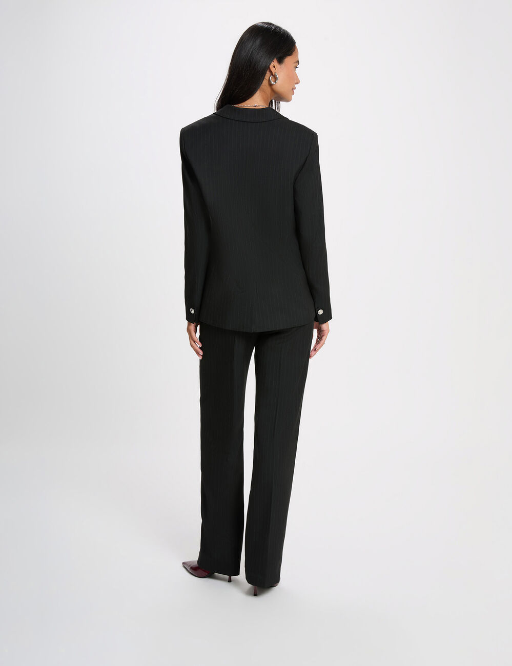 Hoge taille rechte broek zwart vrouw