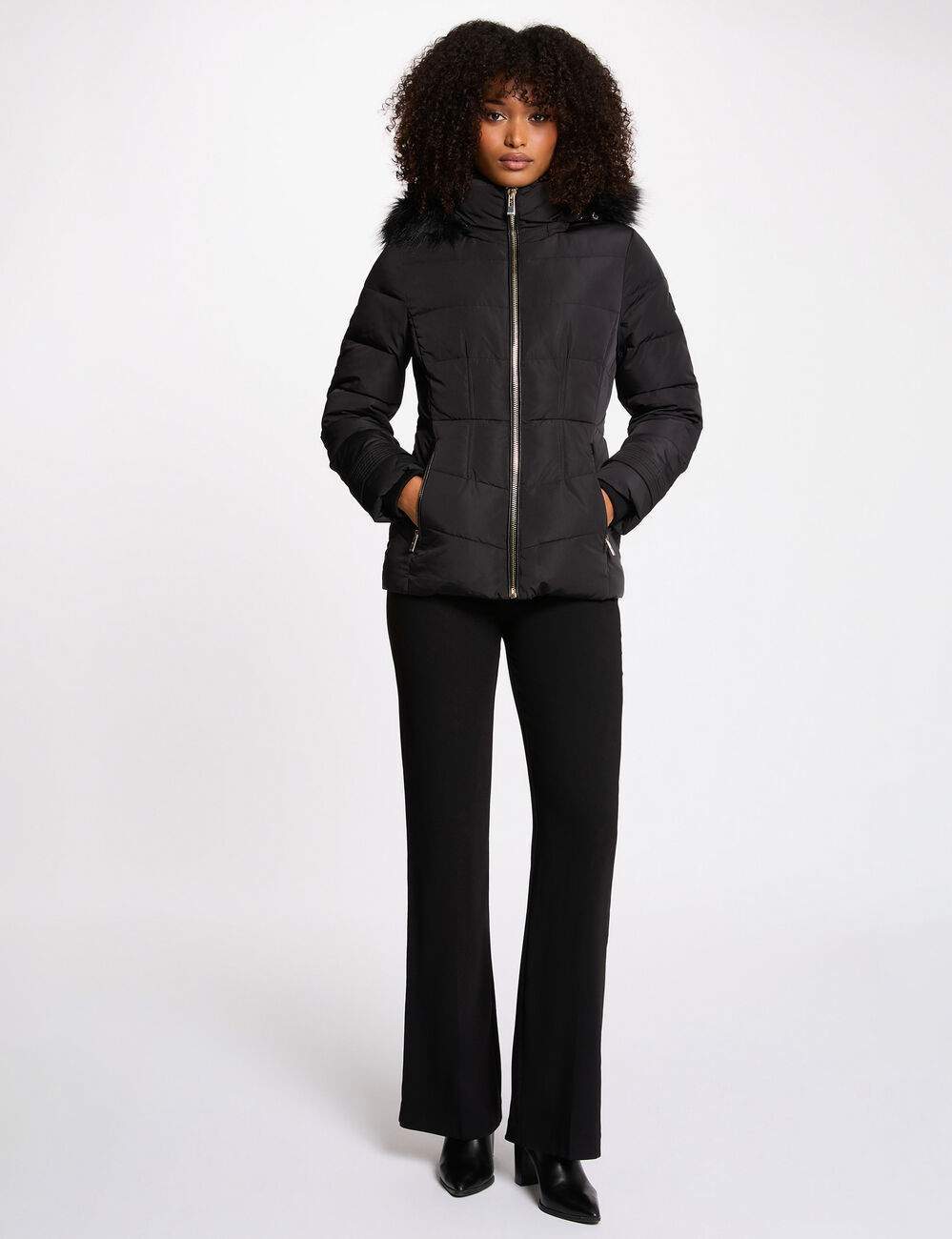 Doudoune courte ajustée noir femme