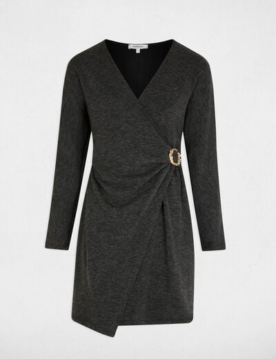 Korte wikkeljurk mediumgrijs vrouw