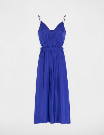 Midi-jurk met openingen bleu electrique vrouw