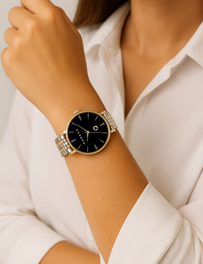 Montre classique jaune or femme