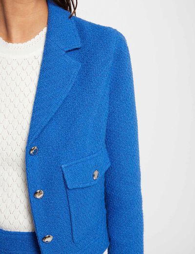 Kort jasje van tweed bleu vrouw