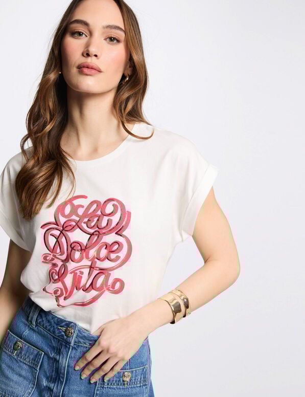 t shirt a inscription blanc femme T-shirt à inscription blanc femme