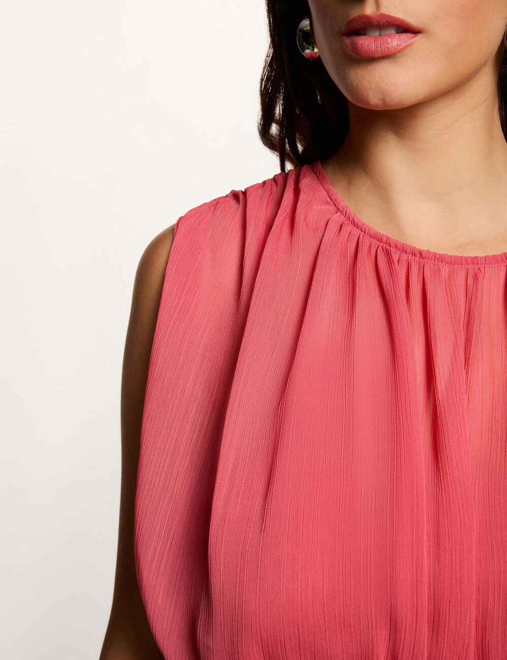 Robe longue drap&eacute;e vieux rose femme