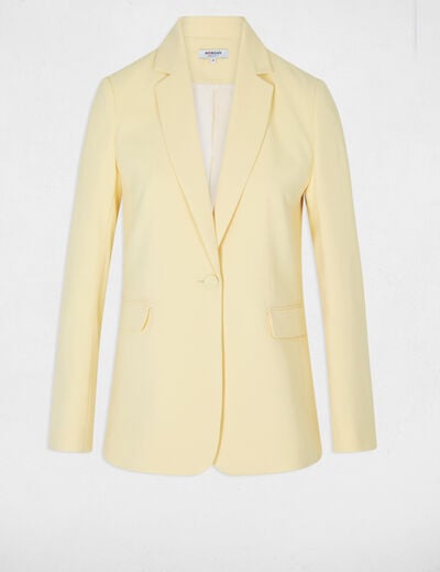 Tailleurkraag jas lichtgeel vrouw