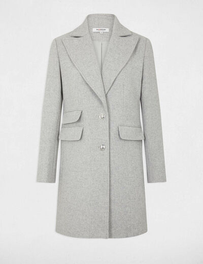 Manteau long boutonné gris clair femme