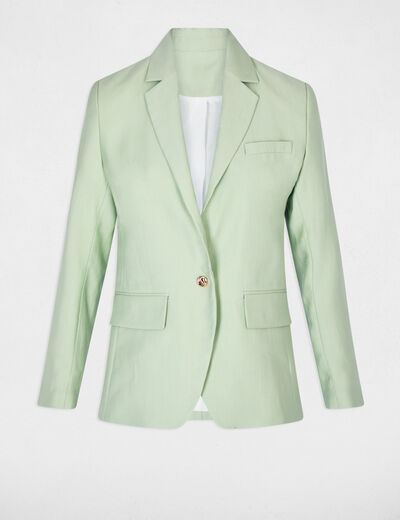 Veste ajust&eacute;e col tailleur vert pastel femme