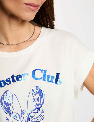 T-shirt droit col rond blanc femme