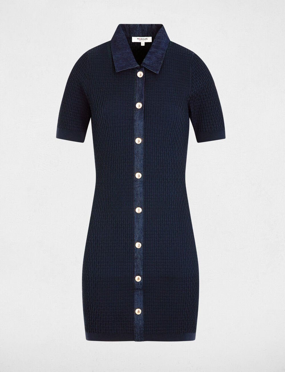 Robe courte cintr&eacute;e bleu marine femme